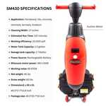 SM430 17" Walk-behind Automatic Floor Scrubber Machine, 360 Degree Rotating Head, 10000 sqft/h, Cordless Rechargeable Lithium Battery