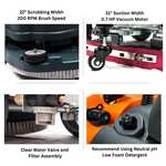 22" Battery-Powered Floor Scrubber Machine | RT50+ Lithium Warehouse Floor Cleaner