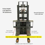 PS3300FE-2M Full-Electric Pallet Stacker, 3300 lbs Capacity, 78" Lifting Height with Fixed Straddle Legs