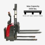 PS3300FE-2M Full-Electric Pallet Stacker, 3300 lbs Capacity, 78" Lifting Height with Fixed Straddle Legs
