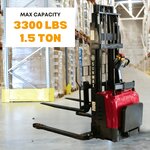PS3300FE-4M Full Electric Pallet Stacker – 3300 lbs Capacity, 157" Lift Height, Adjustable Legs