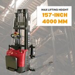 PS3300FE-4M Full Electric Pallet Stacker – 3300 lbs Capacity, 157" Lift Height, Adjustable Legs