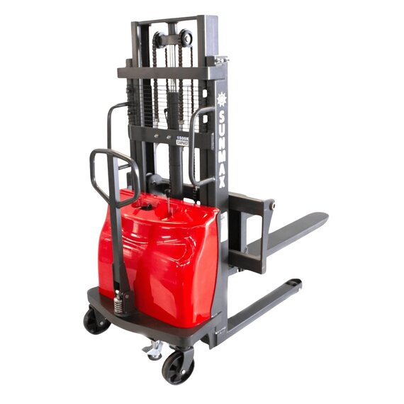 PS3300SE-2M Semi-Electric Pallet Stacker, 3300 lbs Capacity, 78" Lifting Height with Fixed Straddle Legs
