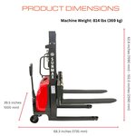 PS3300SE-2M Semi-Electric Pallet Stacker, 3300 lbs Capacity, 78" Lifting Height with Fixed Straddle Legs