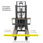PS3300SE-2M Semi-Electric Pallet Stacker, 3300 lbs Capacity, 78" Lifting Height with Fixed Straddle Legs