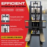 PS3300SE-2M Semi-Electric Pallet Stacker, 3300 lbs Capacity, 78" Lifting Height with Fixed Straddle Legs
