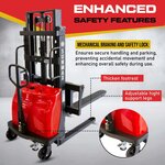 PS3300SE-2M Semi-Electric Pallet Stacker, 3300 lbs Capacity, 78" Lifting Height with Fixed Straddle Legs