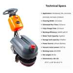 RT15+ 14" Compact Walk behind Floor Scrubber, Heavy Duty Brush, 14500 sqft/h, Lithium battery