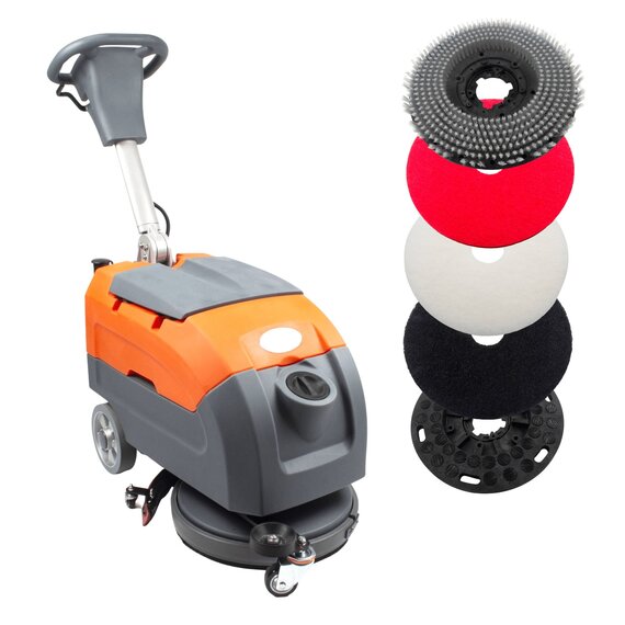 RT35 17" Walk Behind Floor Scrubber Machine, 19000 sqft/h, with Anti-Collision Wheel