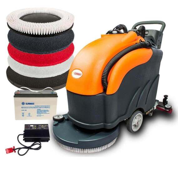 RT50 Walk-Behind Floor Scrubber – 22" Battery-Powered Commercial Floor Cleaning Machine, 14.5-Gal Recovery Tank, for Warehouse, School & Hospital
